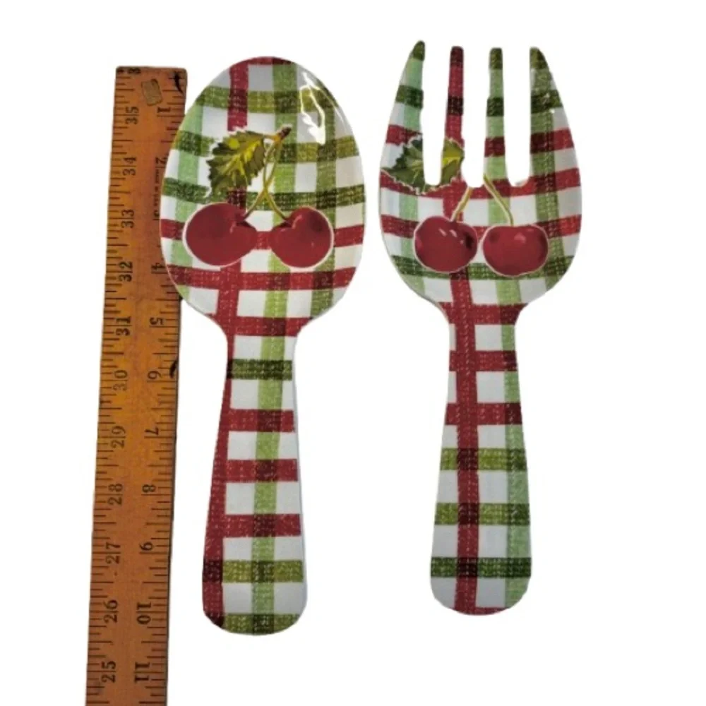 Cherry Checkered Salad Serving Set